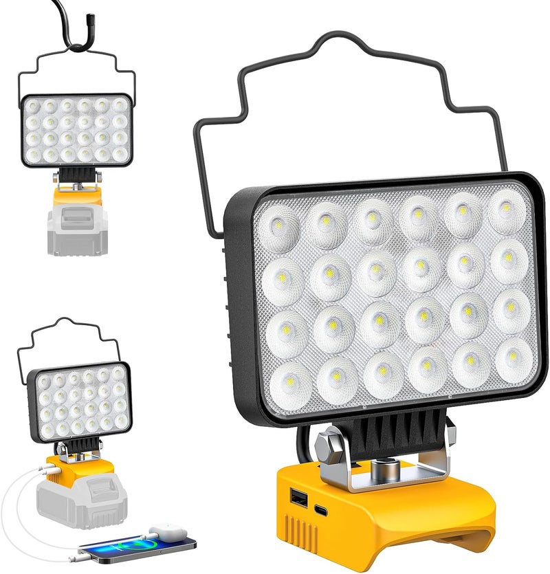 Ecarke LED Work Light Compatible with DeWALT Battery, 20v Work Light with Low Voltage Protection, 88W 8800Lumen Portable Light, USB & Type-C Charging Port Cordless Light for Job Site & Outdoor - Image 1